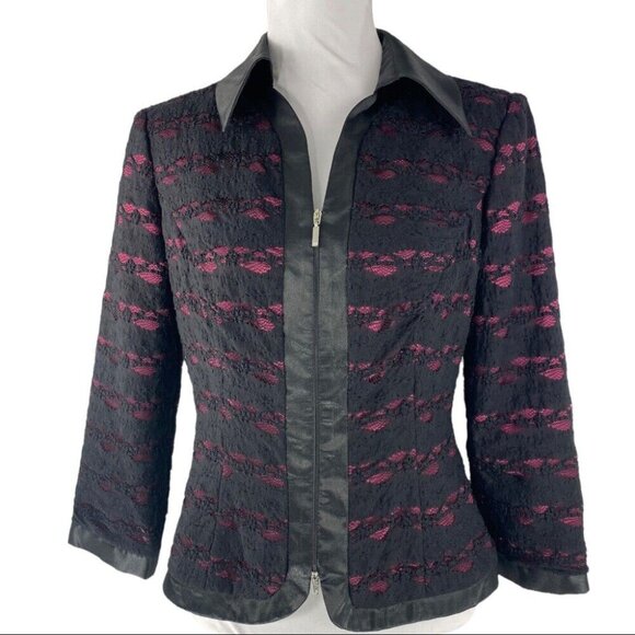 JS Collections Women's Black Pink Lace 3/4 Sleeve Formal Jacket 8/C38‎ - Picture 1 of 8
